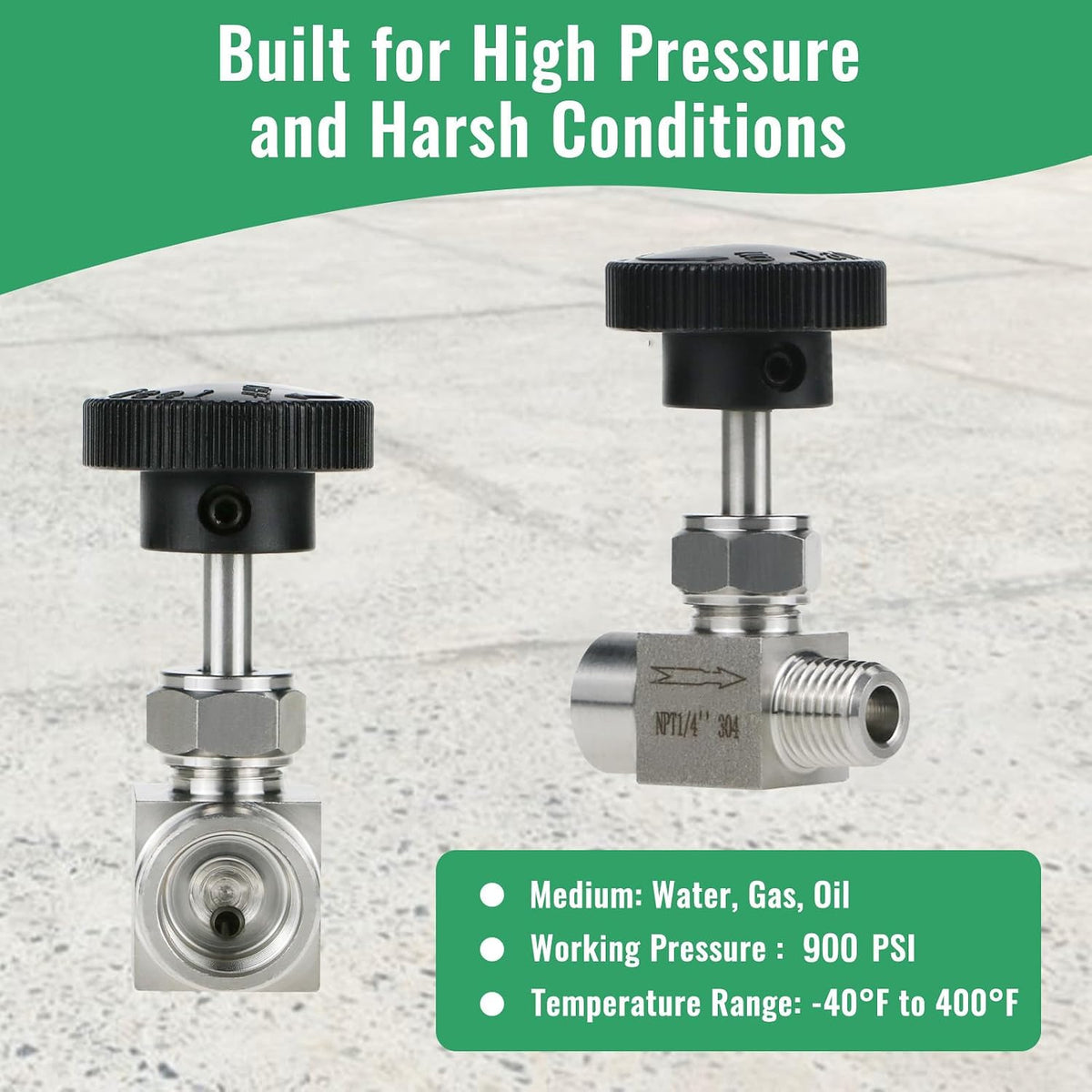 Angry Pony 1/4 NPT Needle Valve, Hydraulic Flow Control Valve, 900 PSI