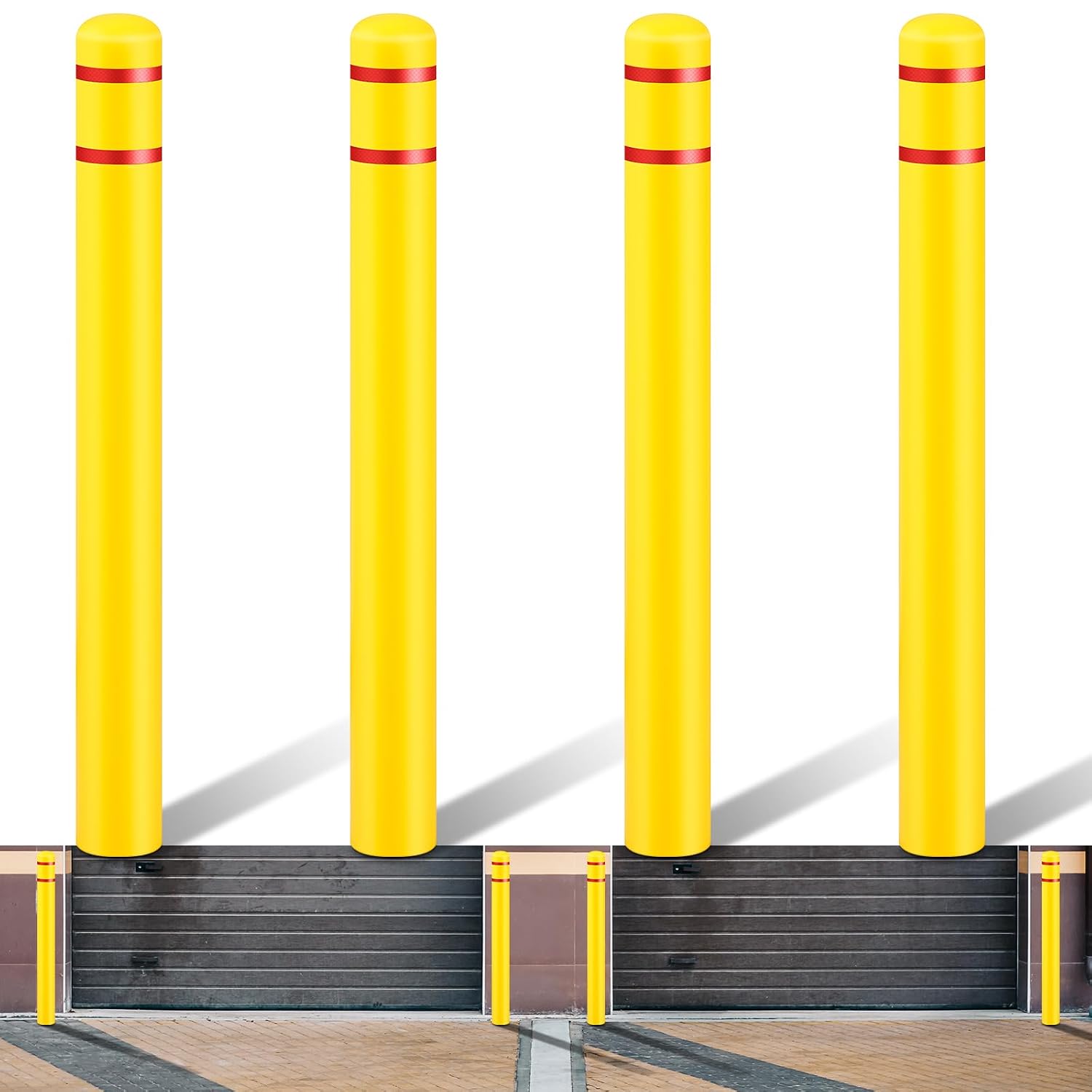 4 Pcs Bollard Covers Flat Top Post Sleeves for Parking, 5" X 52"