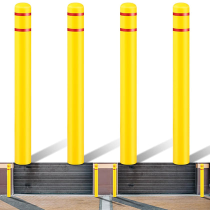 4 Pcs Bollard Covers Flat Top Post Sleeves for Parking, 5" X 52"