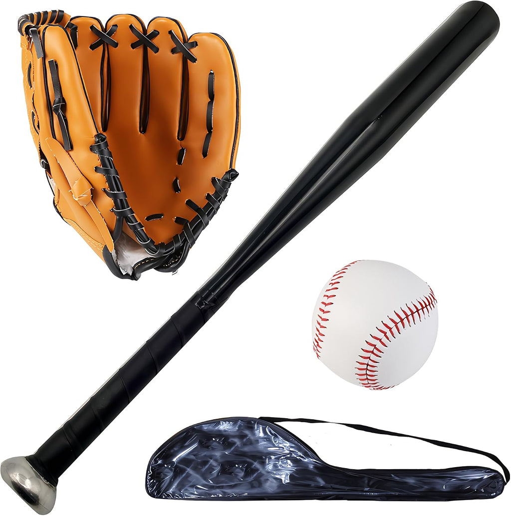 Softball Baseball Bat Set with Glove and Balls - 25 Inch/63cm Aluminum Bat for Pickup Games and Batting Practice