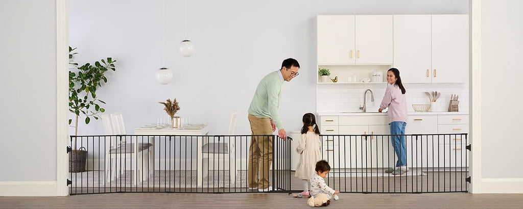 Safety 192" Super Wide Baby Gate & Play Yard, 2-in-1 Convertible Extra Wide Safety Barrier, Hardware Mounted for