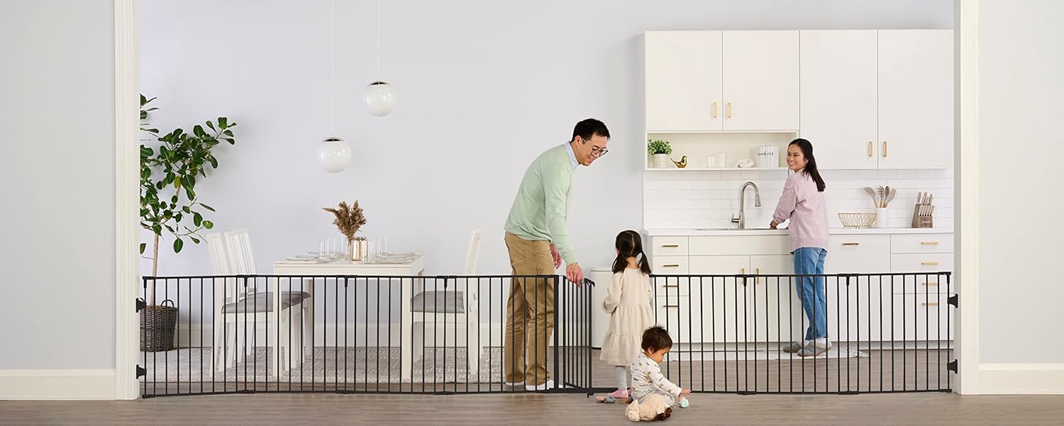 Safety 192" Super Wide Baby Gate & Play Yard, 2-in-1 Convertible Extra Wide Safety Barrier, Hardware Mounted for