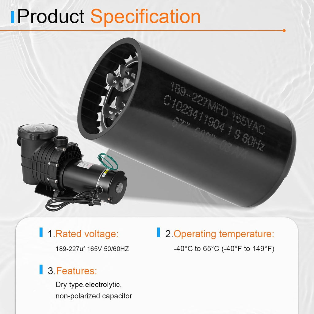 PSMJ189 189-227 MFD UF / 165 VAC Compatible with Mallory Motor Start Capacitor Motor Start Capacitor Replacement
