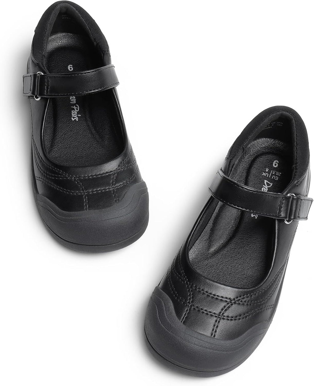 Toddler Girls Mary Jane School Shoes | Toe Protective Arch Support Uniform Dress Up Flats Anti-slip Outsole for