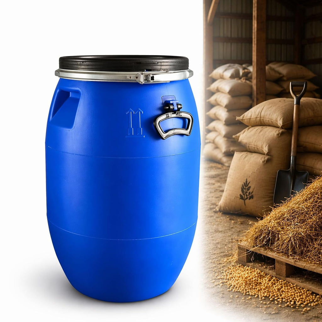 Plastic Drum with Lid Water Storage Barrel Multipurpose Plastic Barrel 55 Gallon Drum for Feed Laundry Supplies