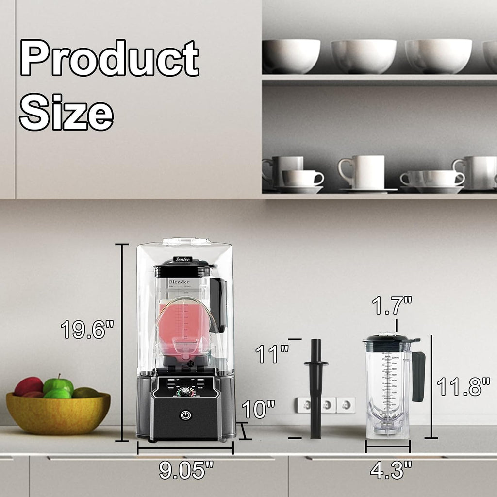 Cittiwo Professional Commercial Blender with Quiet Shield Enclosure 2200W