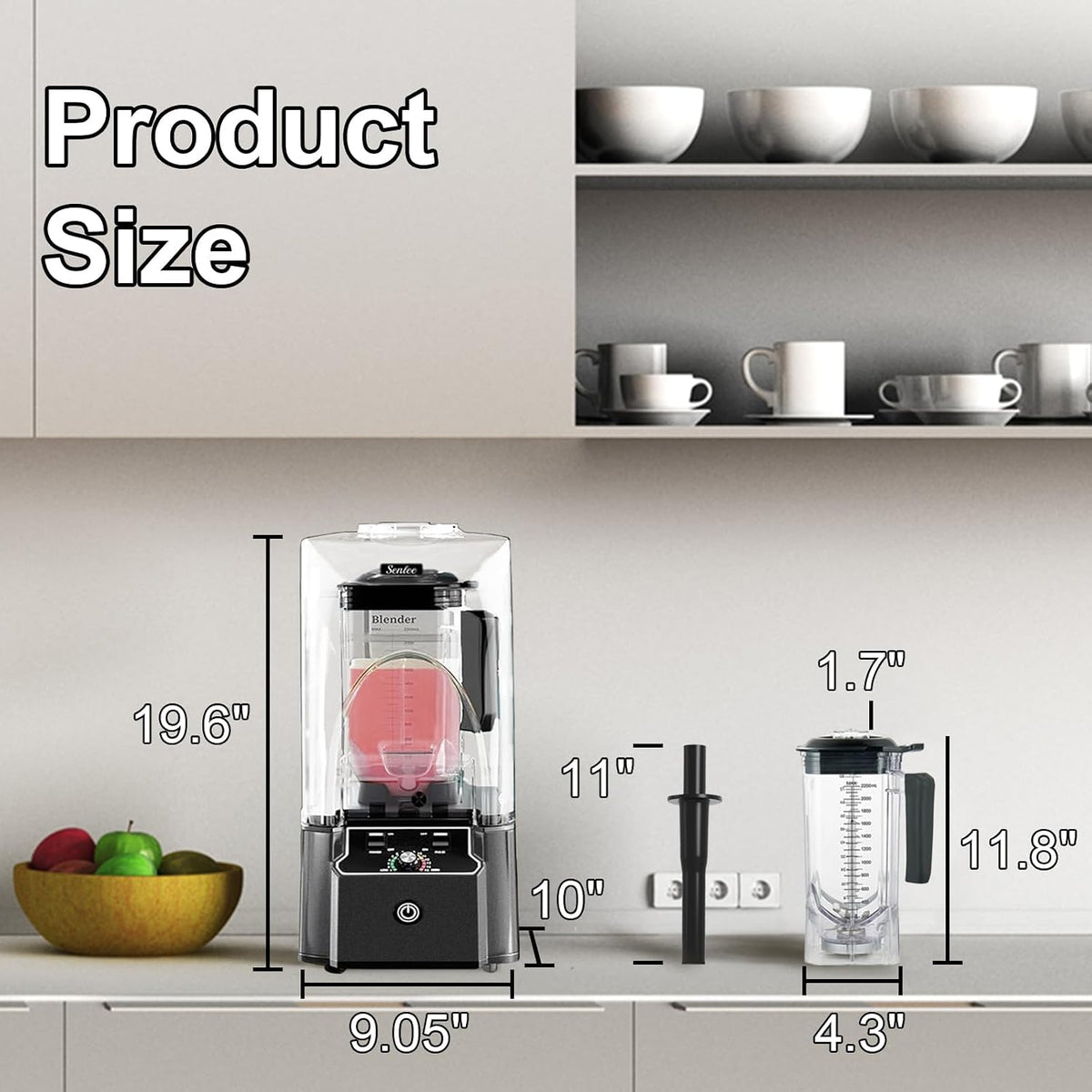 Cittiwo Professional Commercial Blender with Quiet Shield Enclosure 2200W