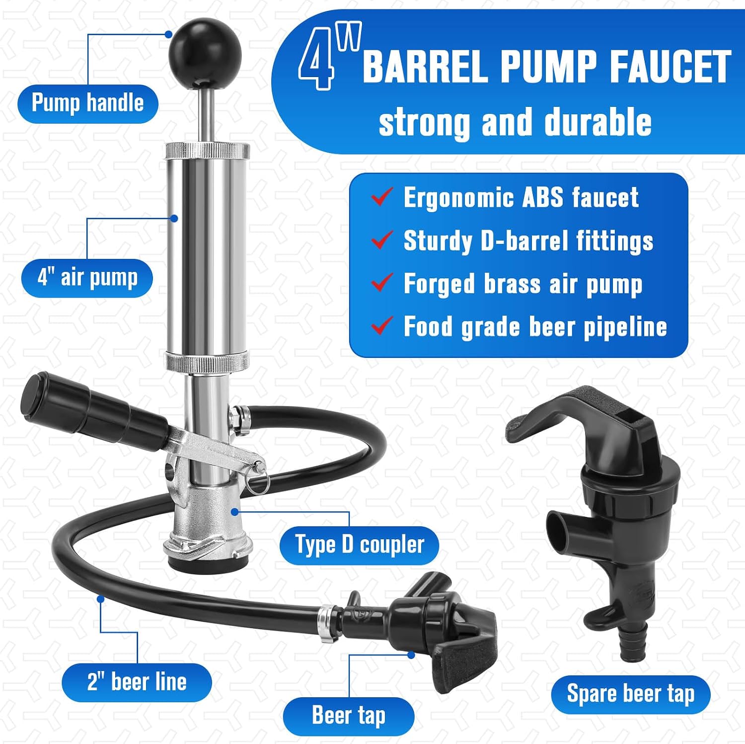Keg Party Pump, 4" Keg Tap Kit Keg Pump Taps