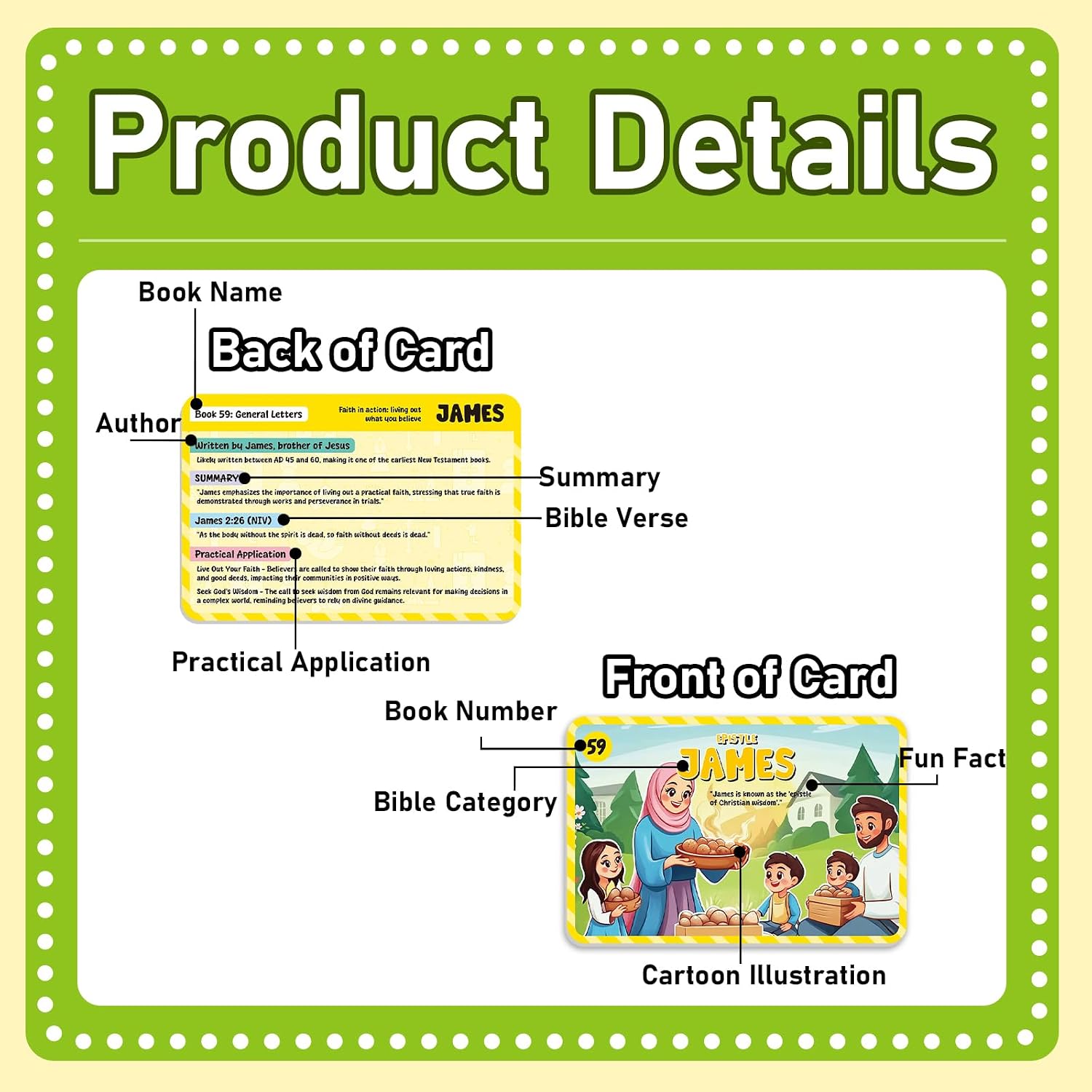 66 Books of The Bible Flash Cards Memory Verse Flashcards with Summary Figures Practical Application Christian