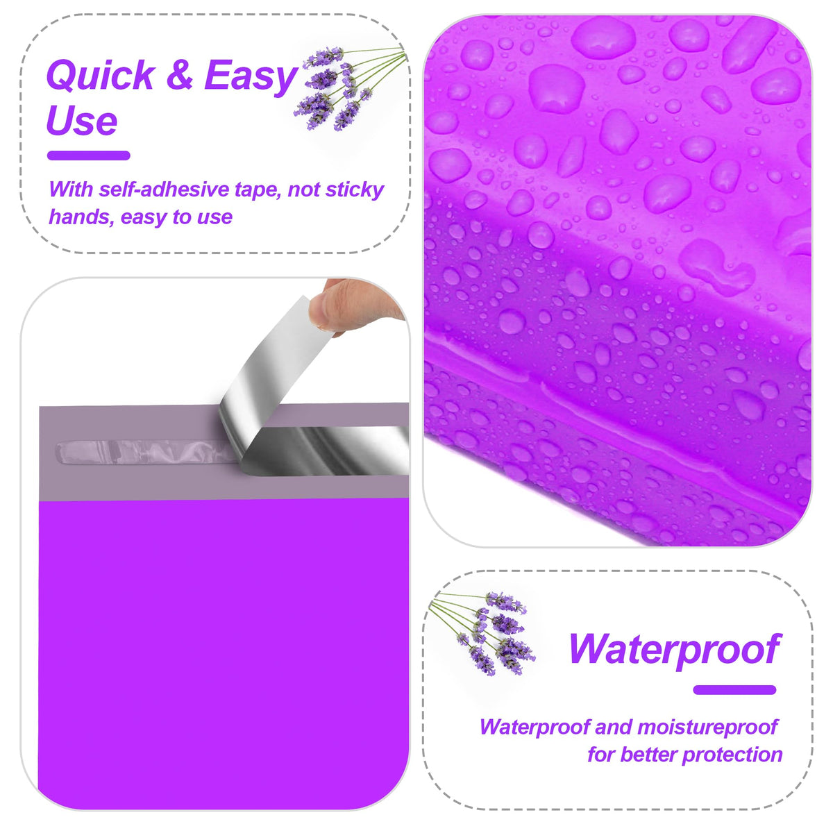 Thank You Poly Mailers 12x15.5 Inch, 50 PCS, Purple