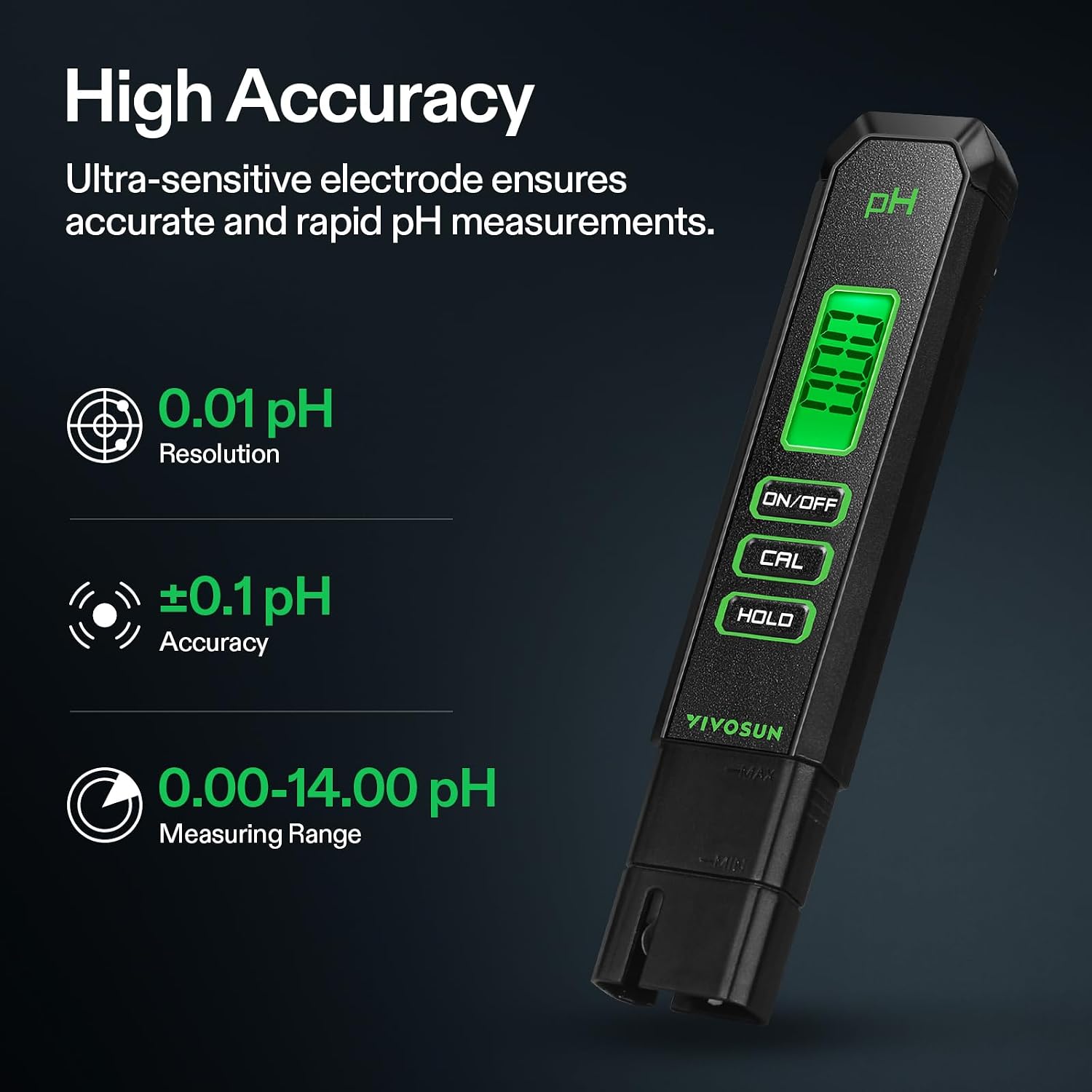Digital pH Meter TDS EC Meter for Water 0.01 Accuracy Hydroponics | ±0.01 Accuracy, , 0-14 Range, ATC, Auto