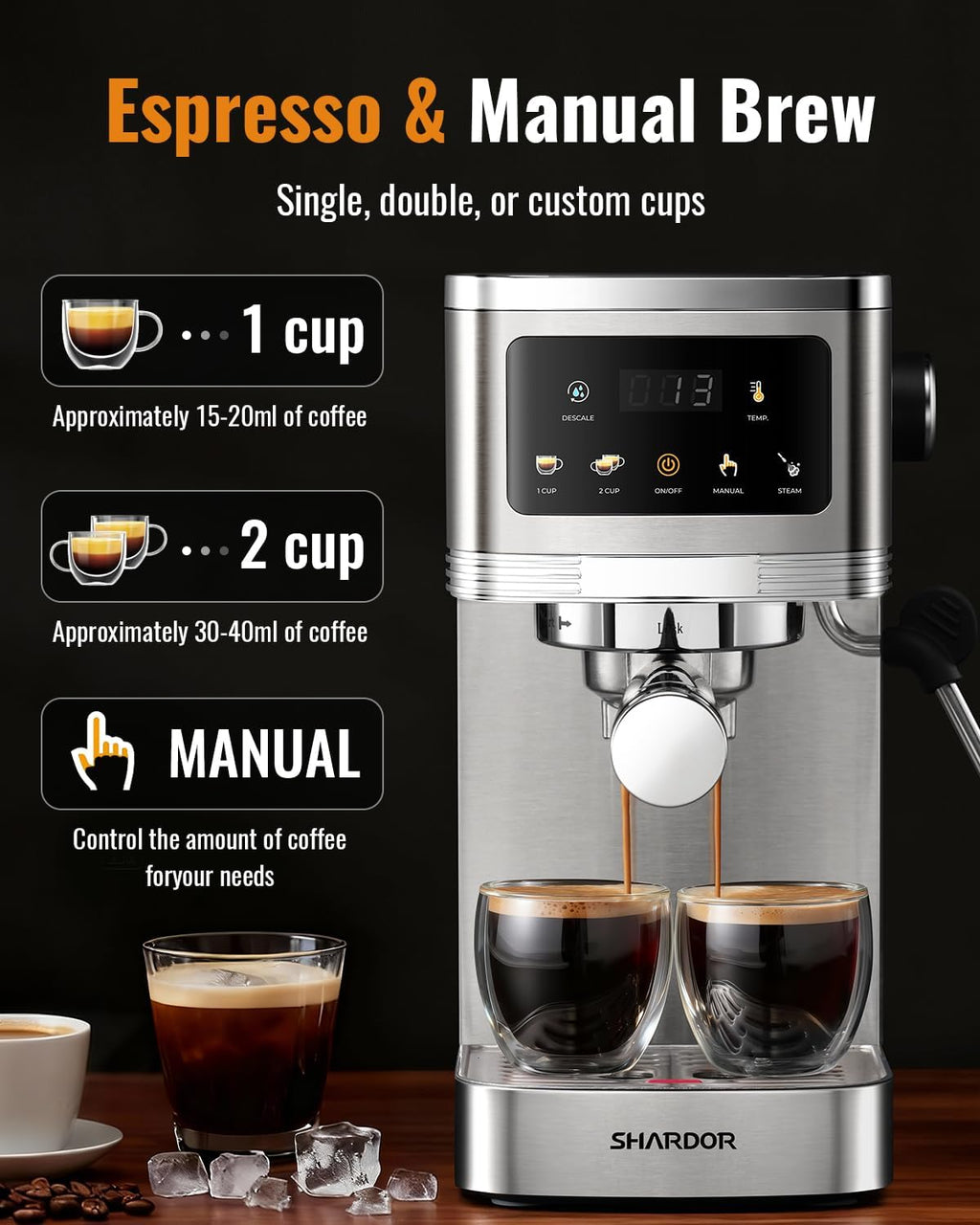 Espresso Machine 20 Bar, Professional Espresso Machine with Milk Frother and Touchscreen, Expresso Coffee Machines