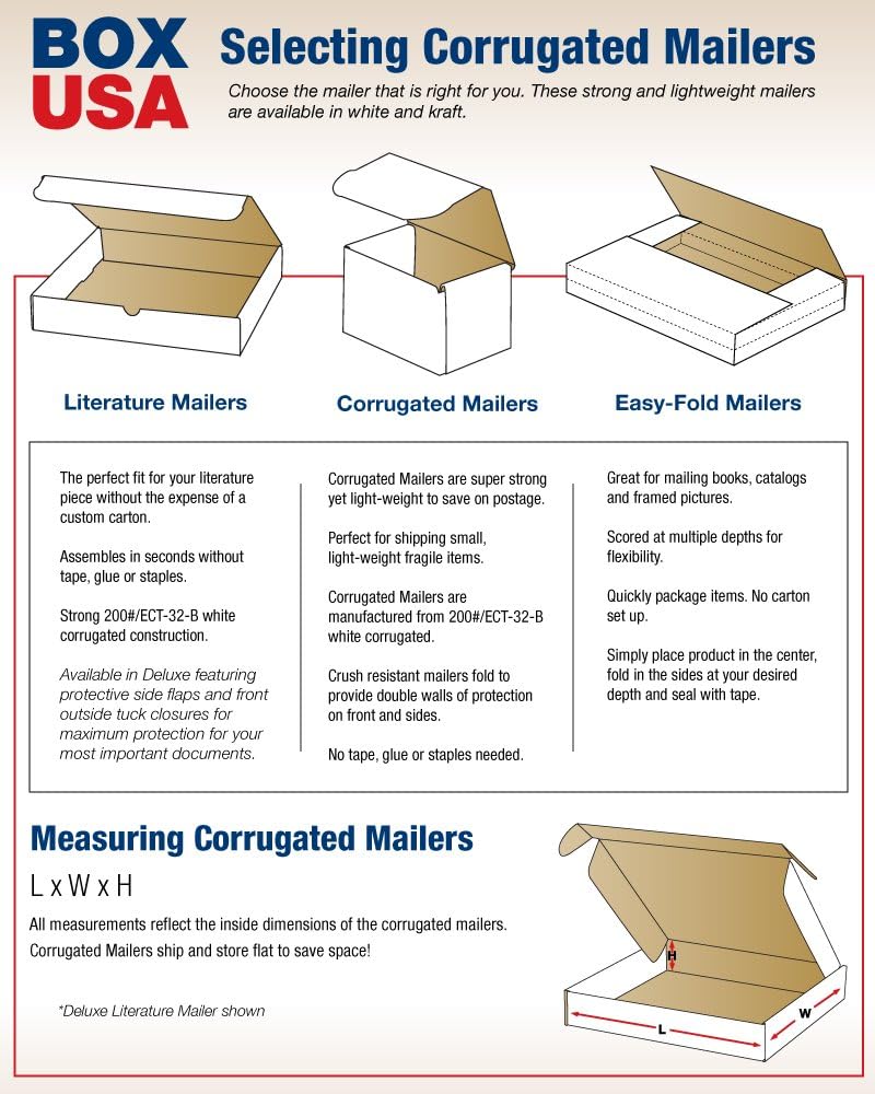 14" Deluxe Shipping Boxes 14"L x 14"W x 4"H, 50-Pack - White Box Mailers for Packaging, Storage, Gifts or Bulk
