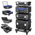 4 Tier Rolling Tool Box with Wheels, 18” Stackable Tool Box Organizer