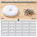 1" x16Ft Hook and Loop Straps with 25 Metal Buckles，White