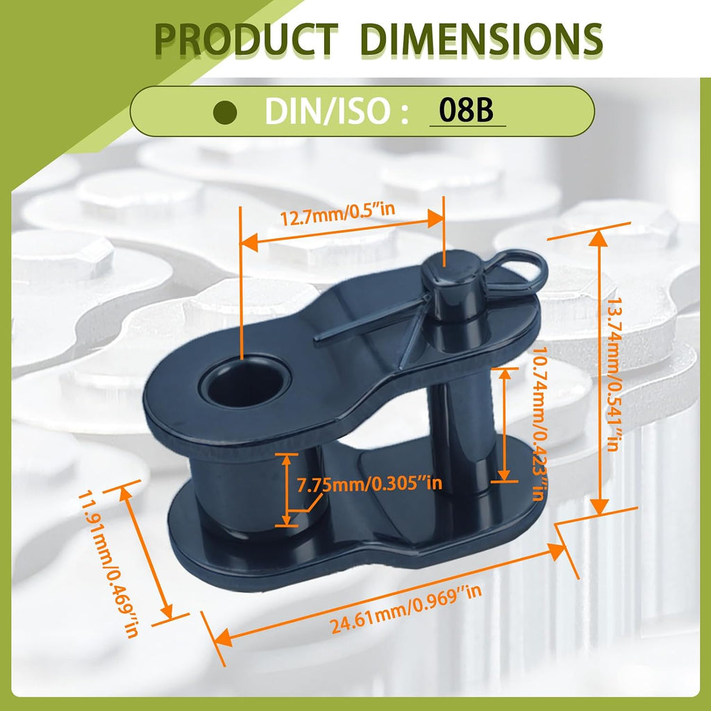 08B Roller Chain Offset Half Link - 1/2" Pitch, ANSI-Compatible, Carbon Steel, 5-Pack for Chain Length Adjustment & Repairs