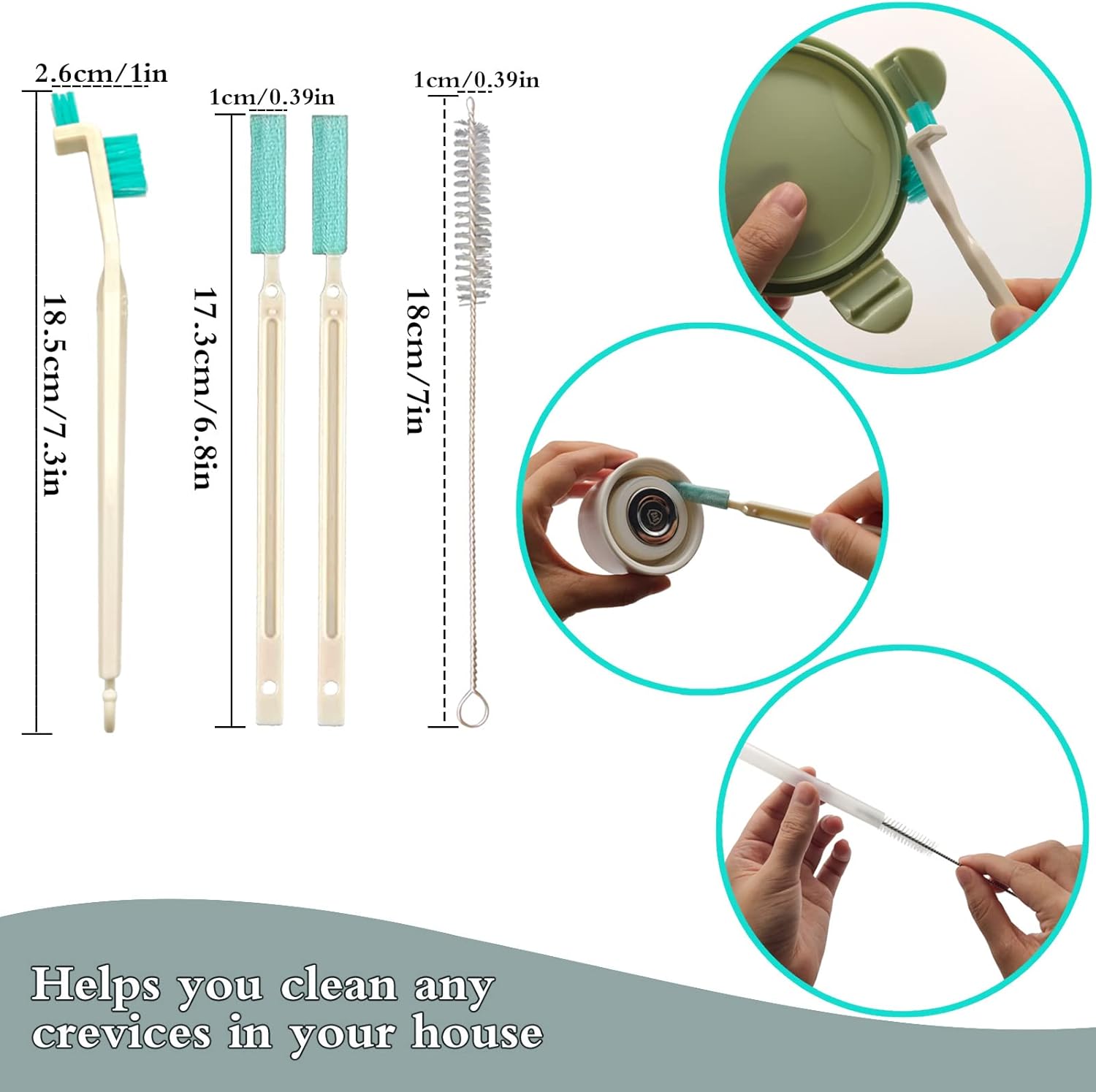 Small Household Cleaning Brushes by ELEMGULY,18 Pcs Crevice Brush for Hole, Gap, Corner, Space, Micro Crevice Scrub