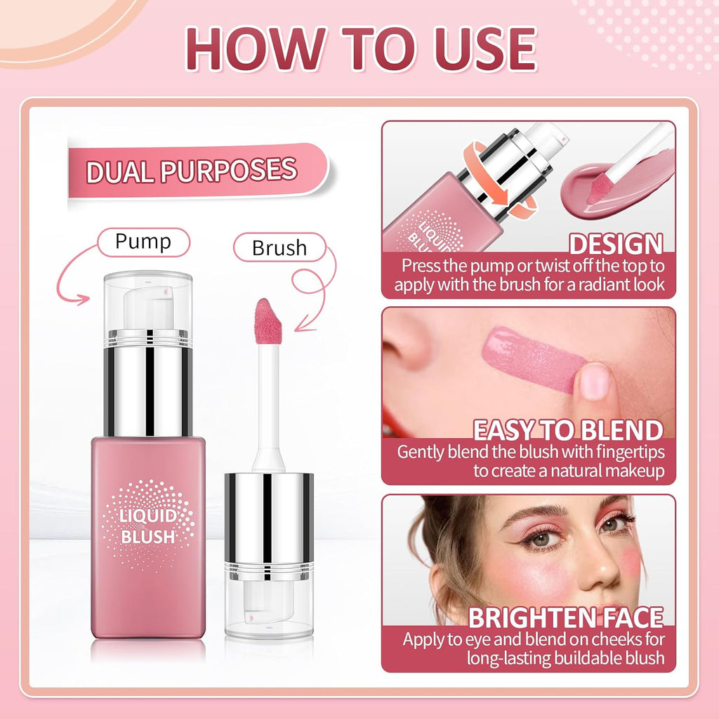 Liquid Blush Stick for Cheeks, Cream Matte Finish Face Makeup -Nude Red
