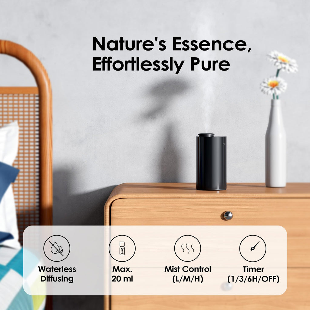 AN6 Waterless Diffuser for Essential Oil for Home, Room, Black