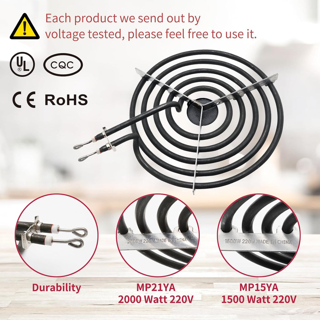 MP22YA Electric Stove Burner Element Replacement-Perfectly Compatible with Whirlpool&Kenmore&Frigidaire &Hardwick&Maytag&Norge Stove Top-Include 2* MP15YA 2* MP21YA