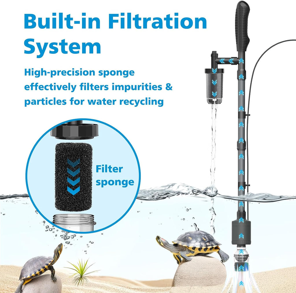 Electric Aquarium Vacuum Gravel Cleaner, 25W 6 in 1 Multifunction Fish Tank Cleaner Kit Gravel Vacuum for Fish Tank