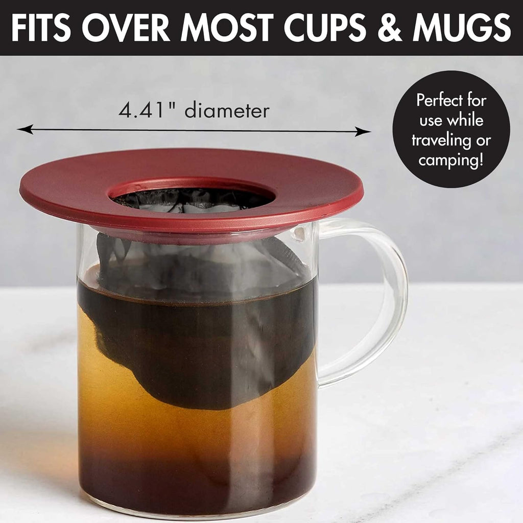 Brew Buddy Portable Pour Over, Reusable Fine Mesh Filter, Dishwasher Safe, Single Cup of Coffee or Tea at Any