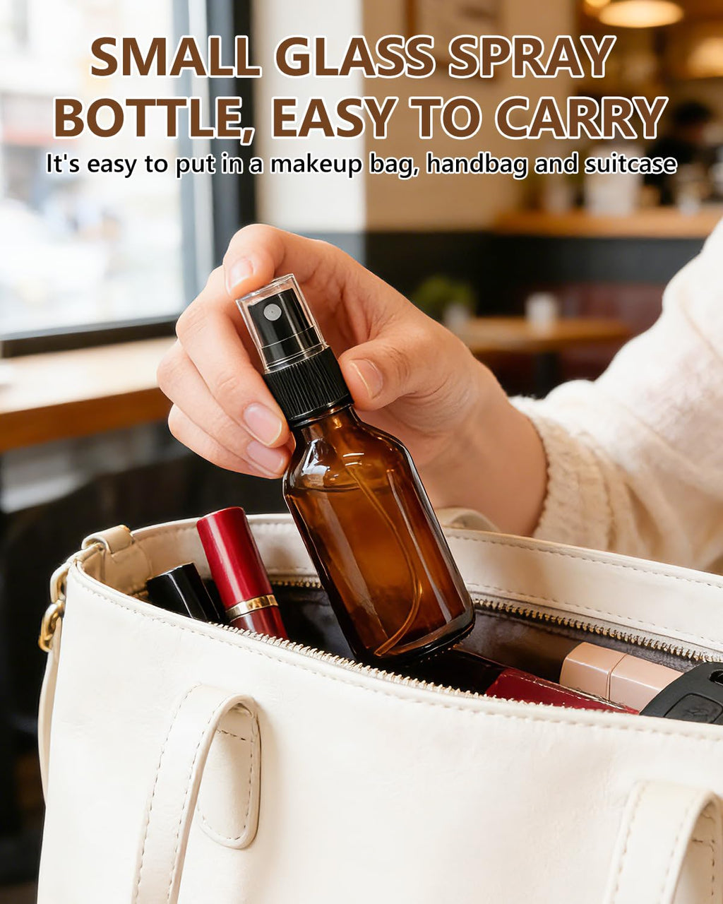 36 Pack 2oz Mini Amber Glass Spray Bottles for Essential Oils