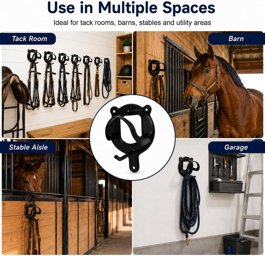 12 Counts Horse Bridle Rack, Bridle Bracket Bridle Hooks with Tubes & Screw