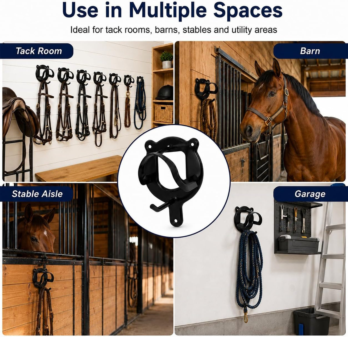 12 Counts Horse Bridle Rack, Bridle Bracket Bridle Hooks with Tubes & Screw