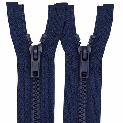 2PCS #5 22 Inch Separating Jacket Zippers for Sewing (Navy Blue)