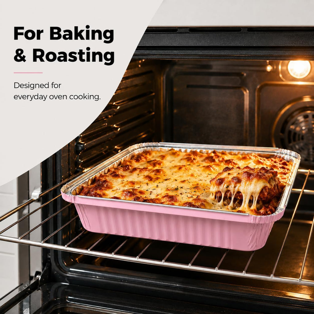 35-Pack 8x8 Pink Disposable Aluminum Foil Pans with Clear Lids