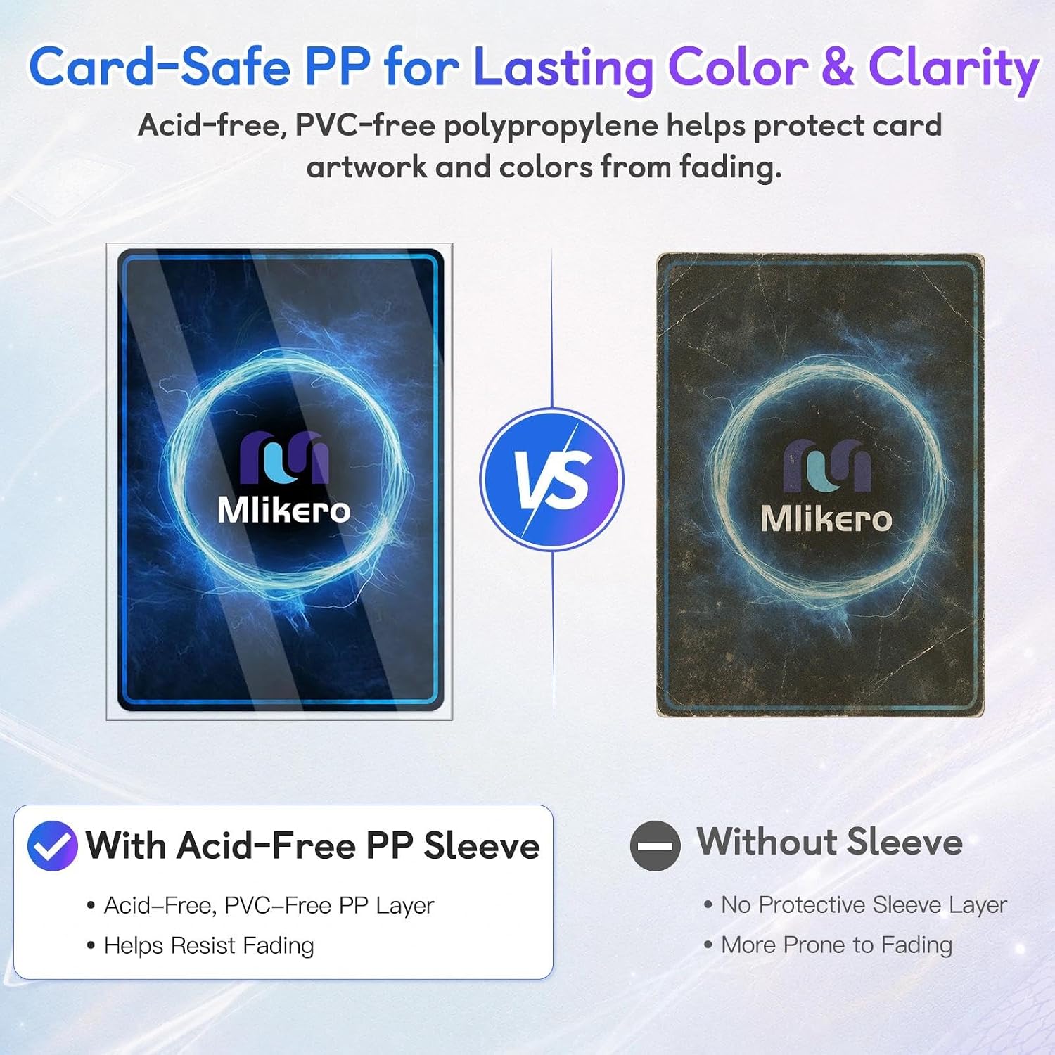 100 Count Card Sleeves, Clear Soft Trading Card Sleeves, Polypropylene (PP), Fit for MTG, TCG, Baseball, Football