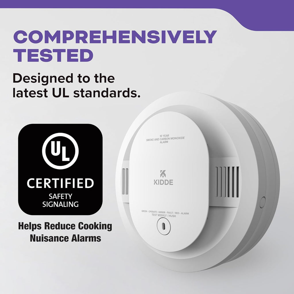 Smoke and Carbon Monoxide Detector, 10-Year Battery Powered, LED Status Lights, 85 dB Alarm, 5-inches, 30CUD10, 2 Pack