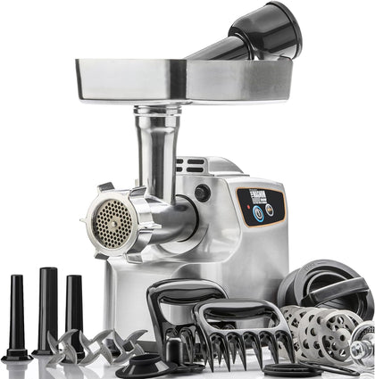 Magnum 1800W Electric Meat Grinder | Grinds Soft Bones | High-Capacity Meat Tray | 6 Grinding Plates | 3 Stainless