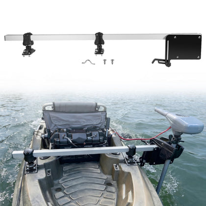 Sunluway Kayak Motor Mount, Kayak Transom Mount Trolling Motor Mount Bracket, Adjustable & Universal Fit Most Clamp-on Electric Trolling Motors Up to 60lbs Thrust