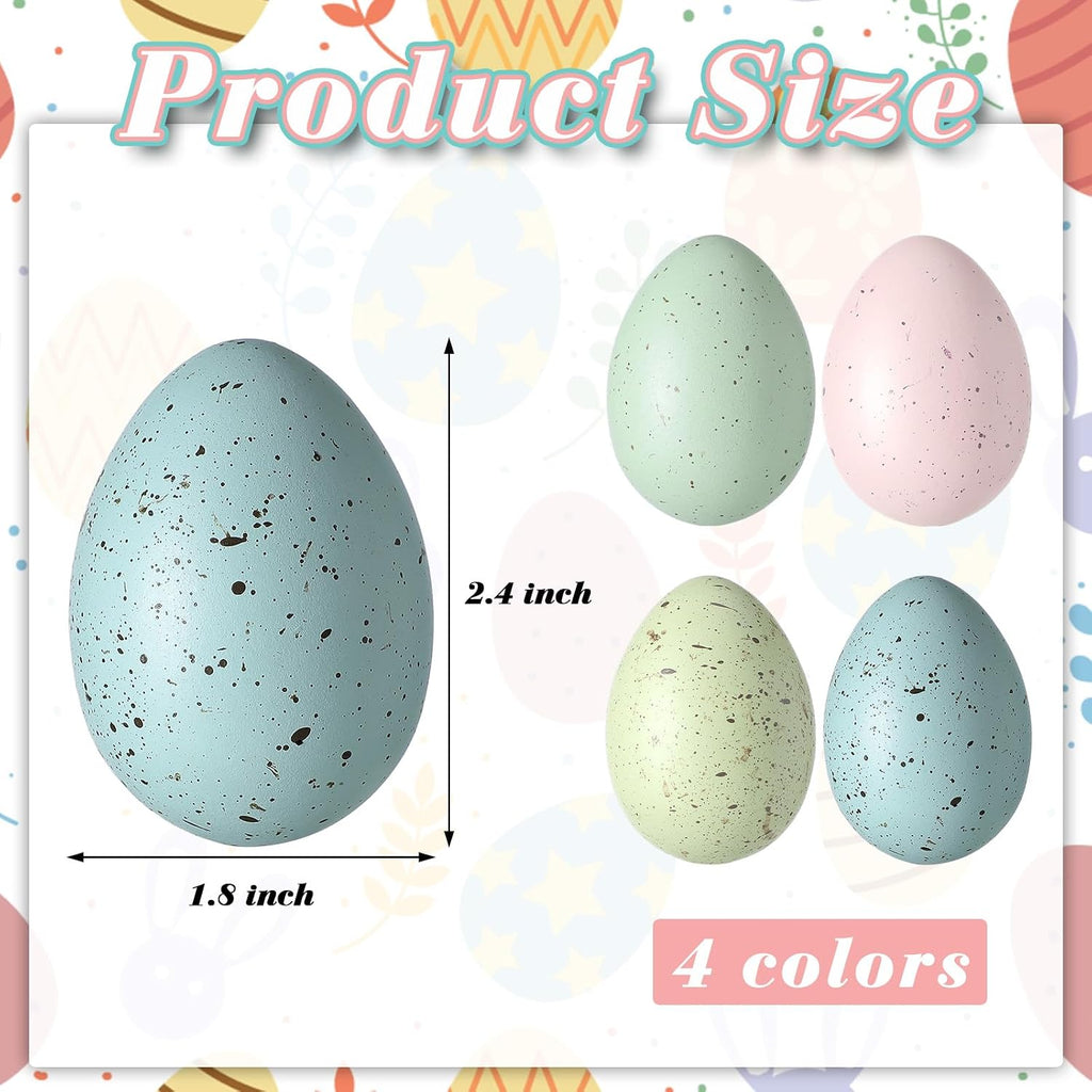 16 Pcs Easter Speckled Eggs 2.4 Inch Plastic Speckled Eggs Bowl, Vase Filler for DIY Spring Displays and Easter