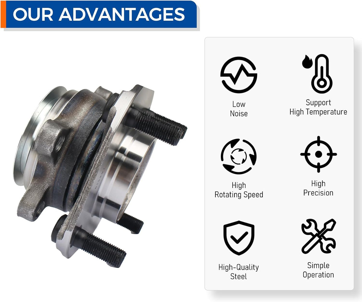 PAROD 513297 Set of 2 Front Wheel Hub & Bearing Assembly Fit for Nissan Sentra 2007 2008 2009 2010 2011 2012 2.0L; ABS Models