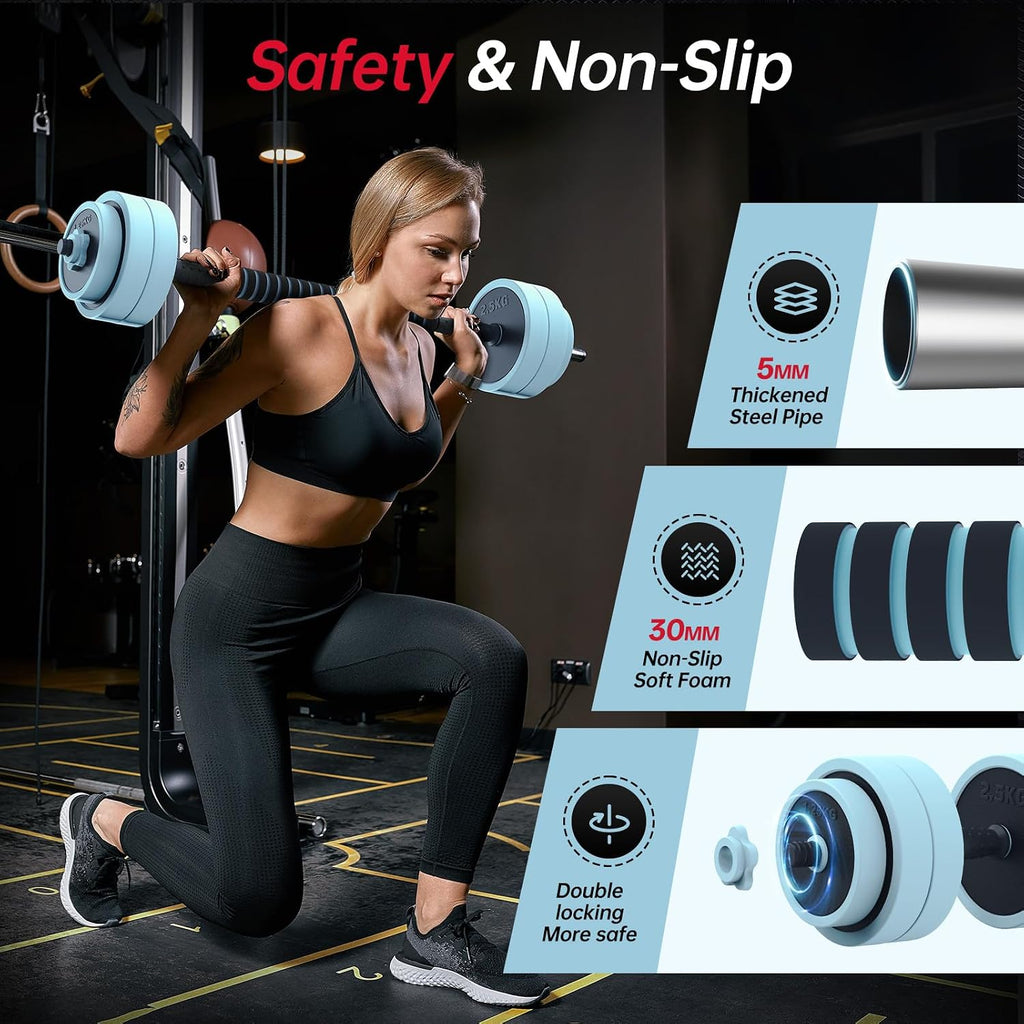 Adjustable Dumbbell Set, 45lbs Free Weight Set with Connector, 5 in 1 Weight Set Used as Kettlebells, Barbell, Push