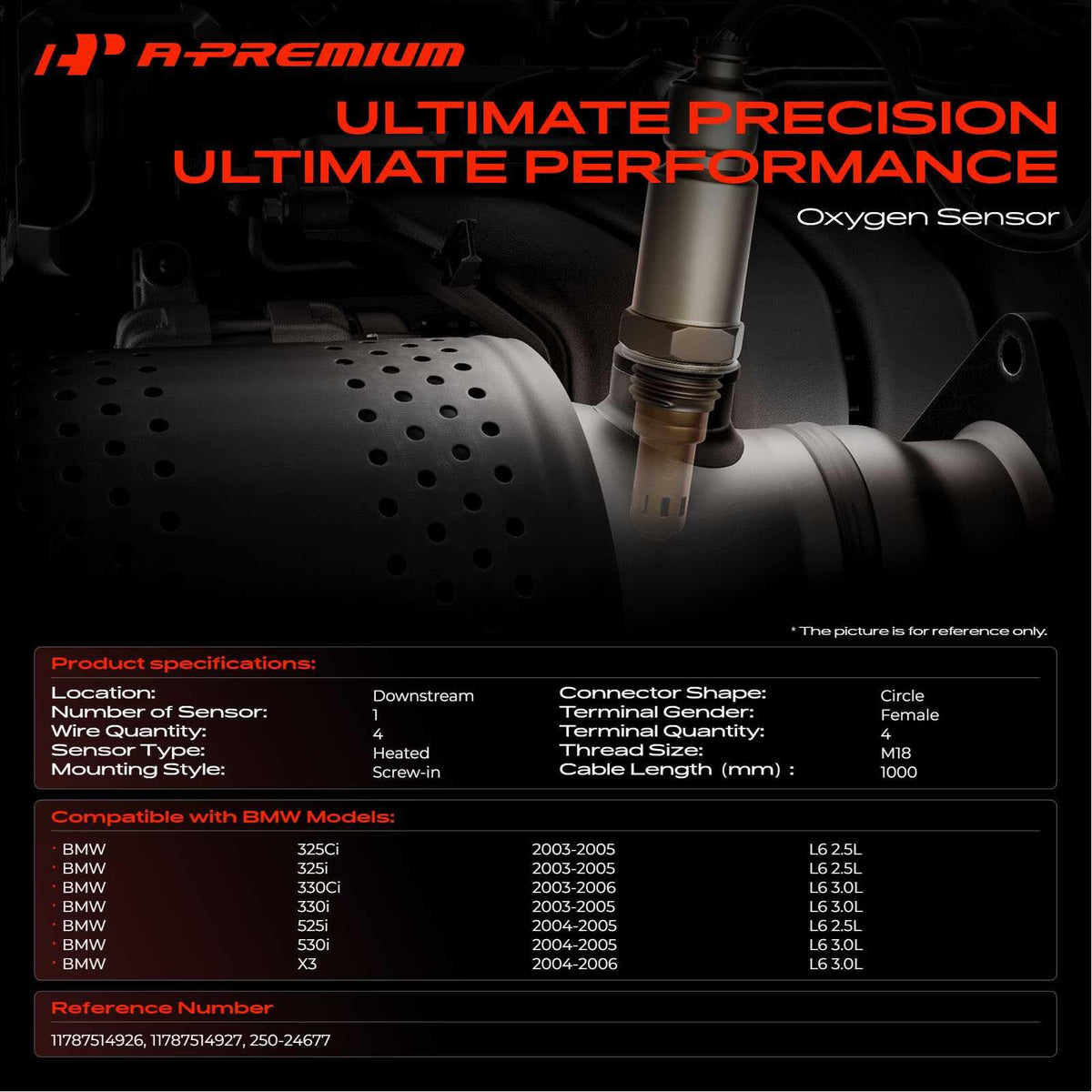 A-Premium Downstream O2 Oxygen Sensor Compatible with BMW