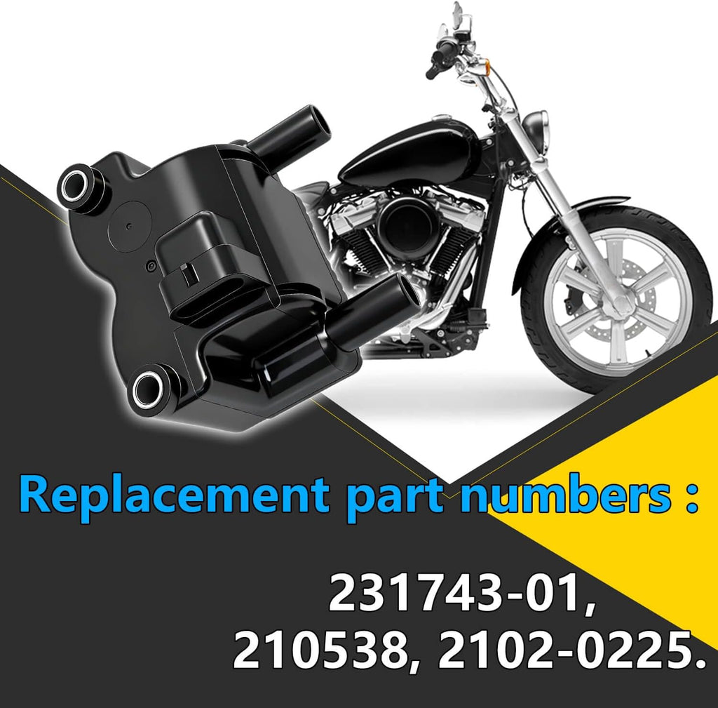 Single Ignition Coil Compatible with Harley-Davidson Softail Dyna Touring 2001-2006, 4-Pin 3-Ohm Coil Replacement for 31743-01 210538