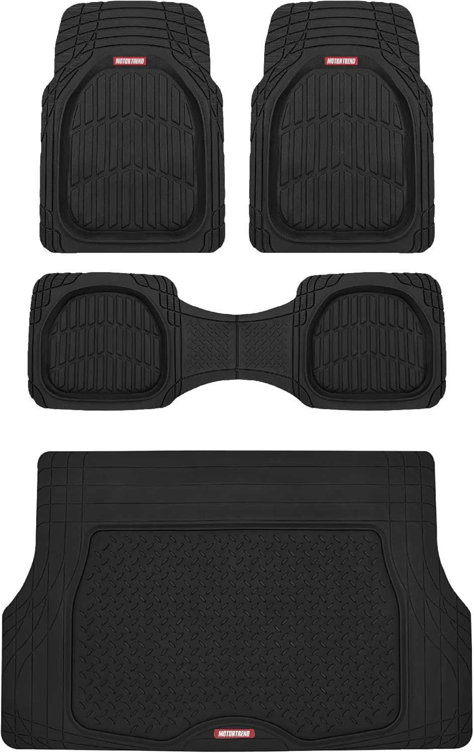 FlexTough 4-Piece Heavy Duty Floor Mats for Cars Trucks SUVs, Automotive Floor Mats Car Mats Full Set Front, Rear &