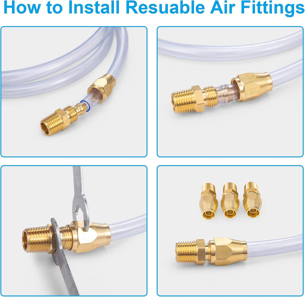 Premium Solid Brass 2PCS Reusable Replacement Fitting For 1/4-Inch ID Hose,1/4-Inch NPT Rigid
