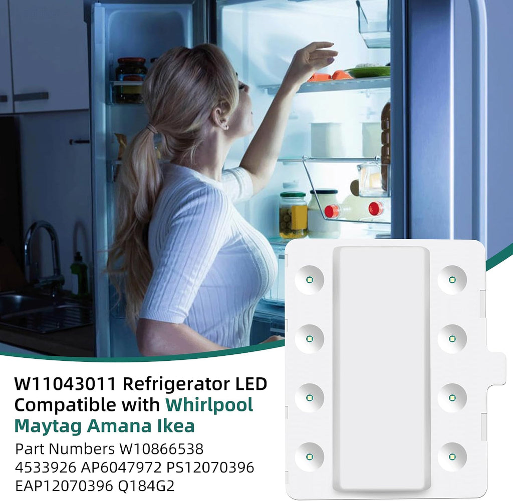 W11043011 W10866538 Refrigerator LED Light for Maytag Whirlpool Fridge Light Replacement, Replaces Q184G2 WRX735SDHV00 WRF555SDFZ08 WRX735SDHZ01 WRX735SDHZ00 AP6047972 PS12070396 by APPLIANCEMATES