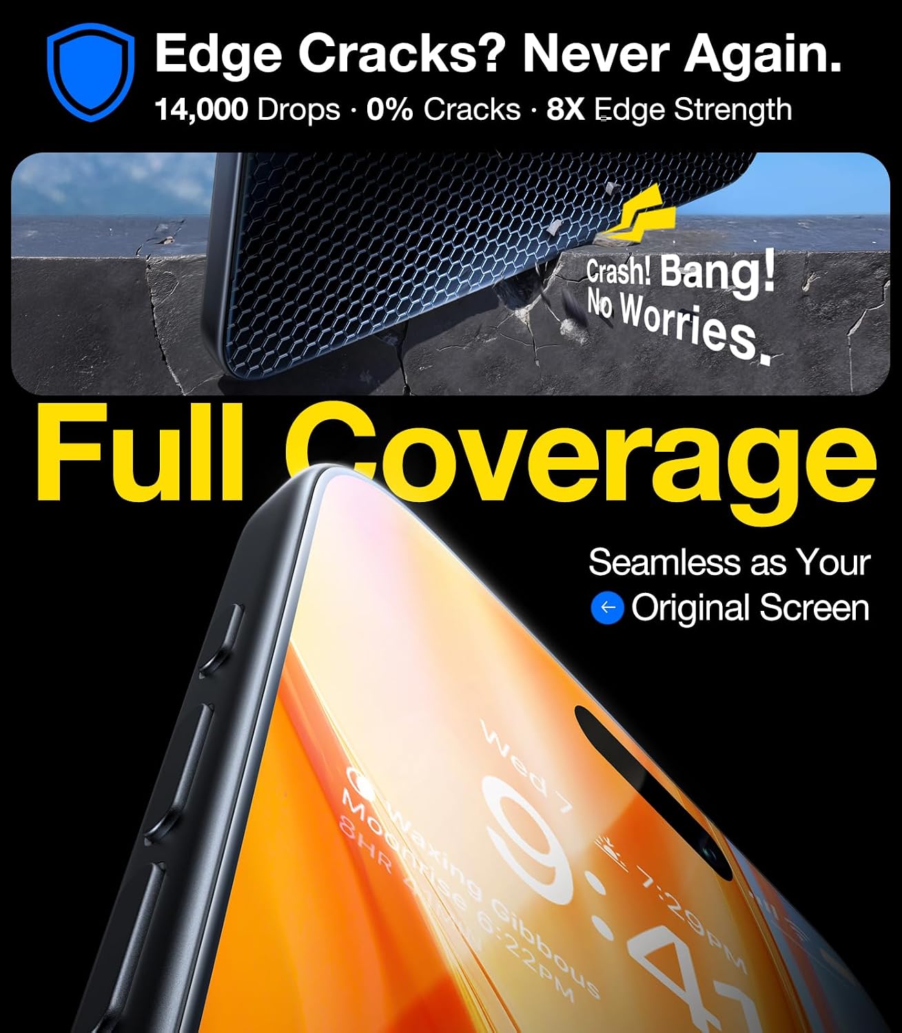 UNBREAK TOP 9H+ Glass for iPhone 16 Pro Max Screen Protector [NO.1 Military Grade Shatterproof] Screen Protector 16