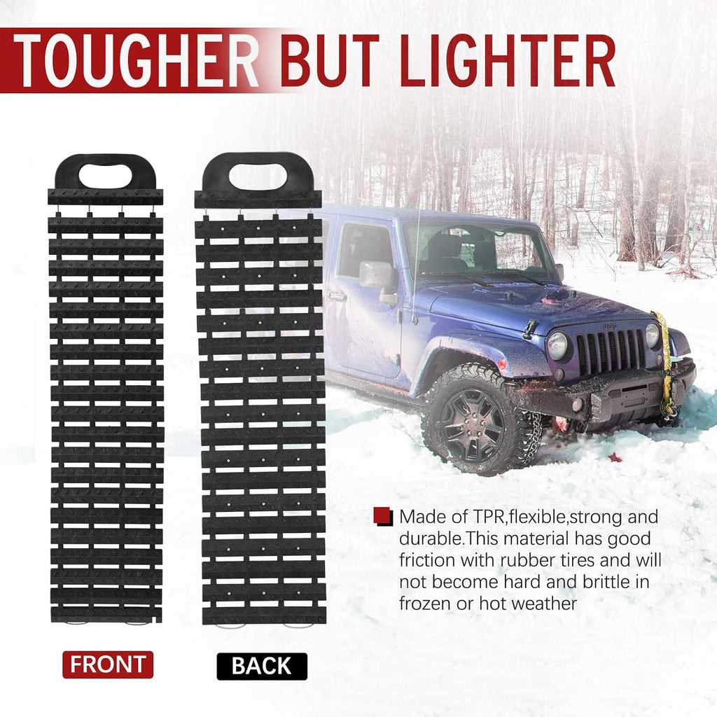 Tire Traction Mats Portable Recovery Tracks for Off Road 4X4 Snow, Sand,Emergency Devices for Cars, Trucks, Van(2 Pack)