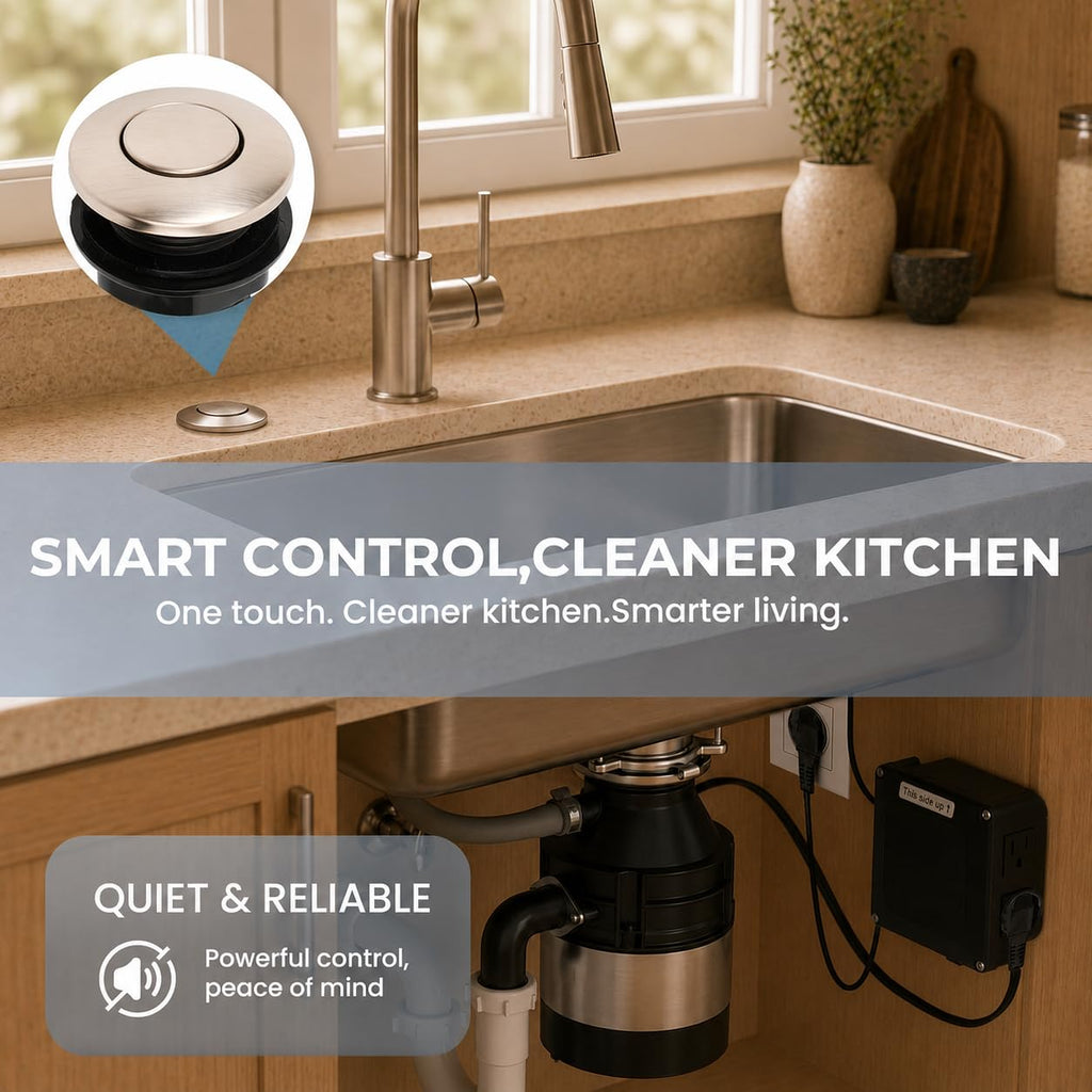 Garbage Disposal Air Switch Kit, Dual Outlet Sink Top Button Switch