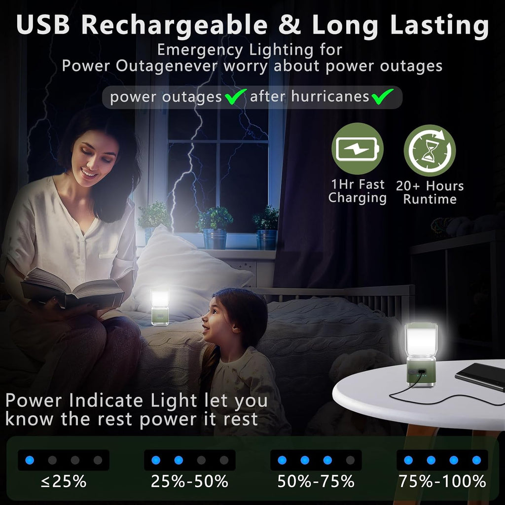 Portable Camping Lantern Rechargeable -4inch, 336LM LED Camping Lights Lantern with Redlight&20Hours Runtime&