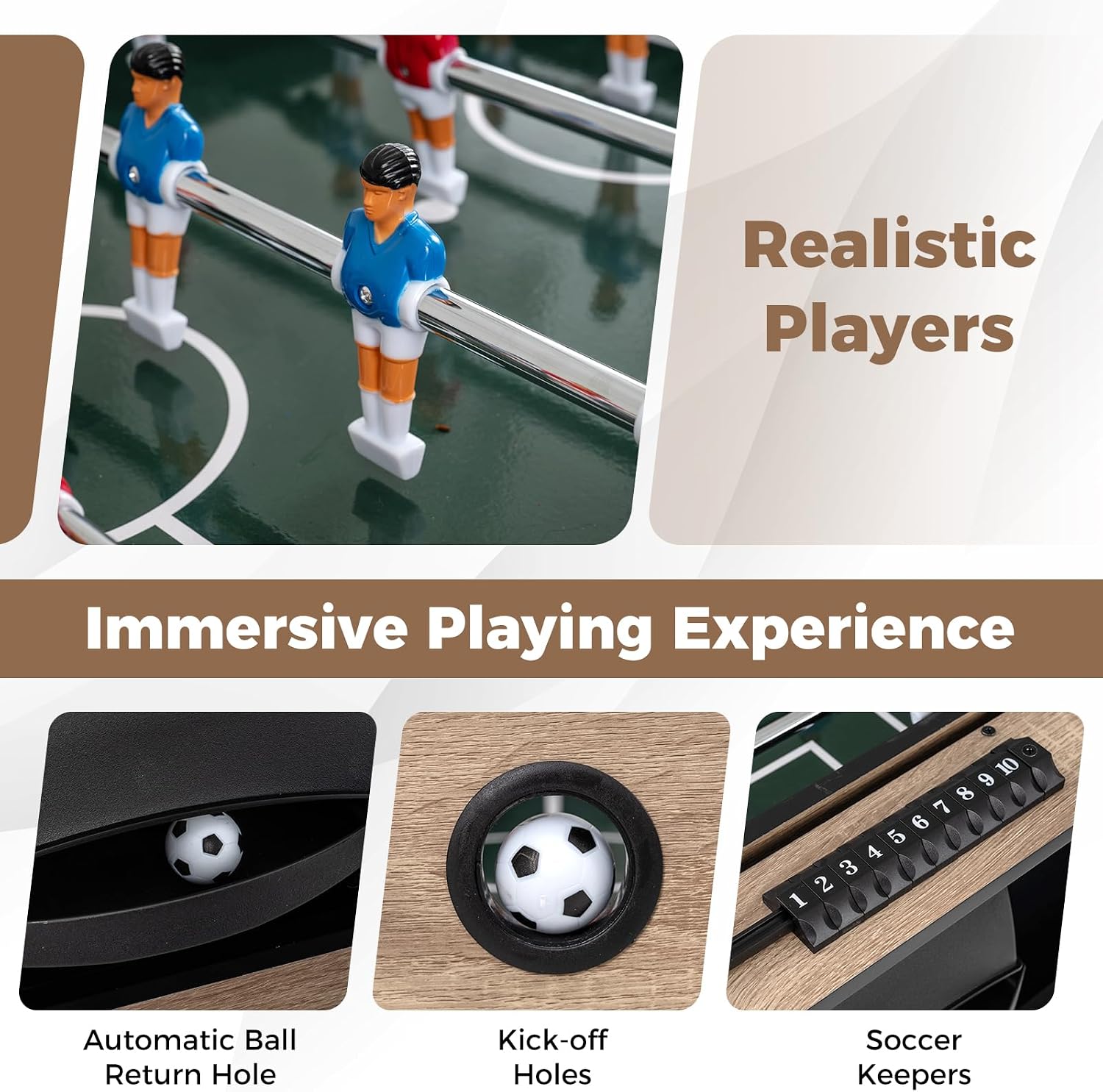 2-in-1 Swivel Multi Game Table, 48” Combo Game Table with Foosball & Pool for Adults, Indoor Outdoor Combination
