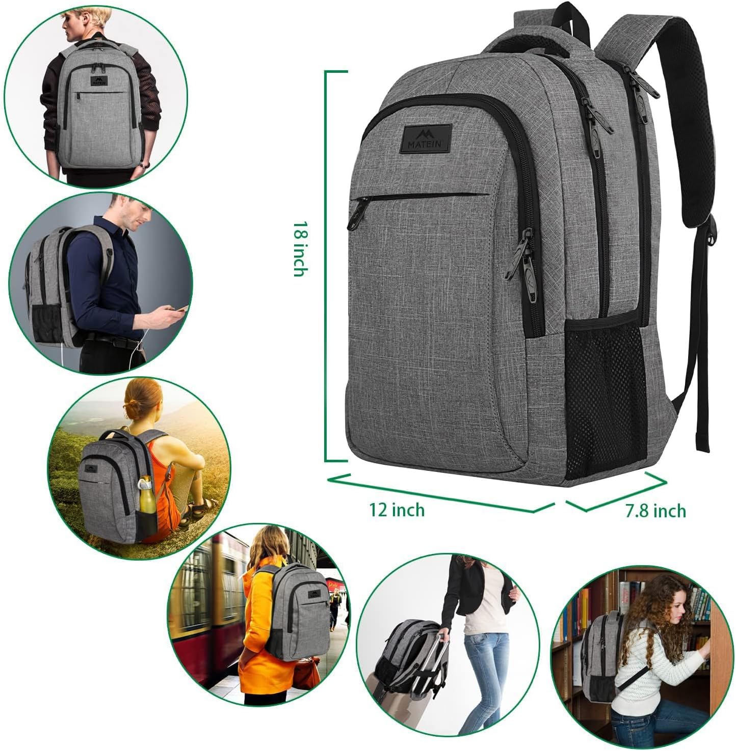 Travel Laptop Backpack, Business Anti Theft Slim Sturdy Laptops Backpack Personal Item Bag, Water Resistant College