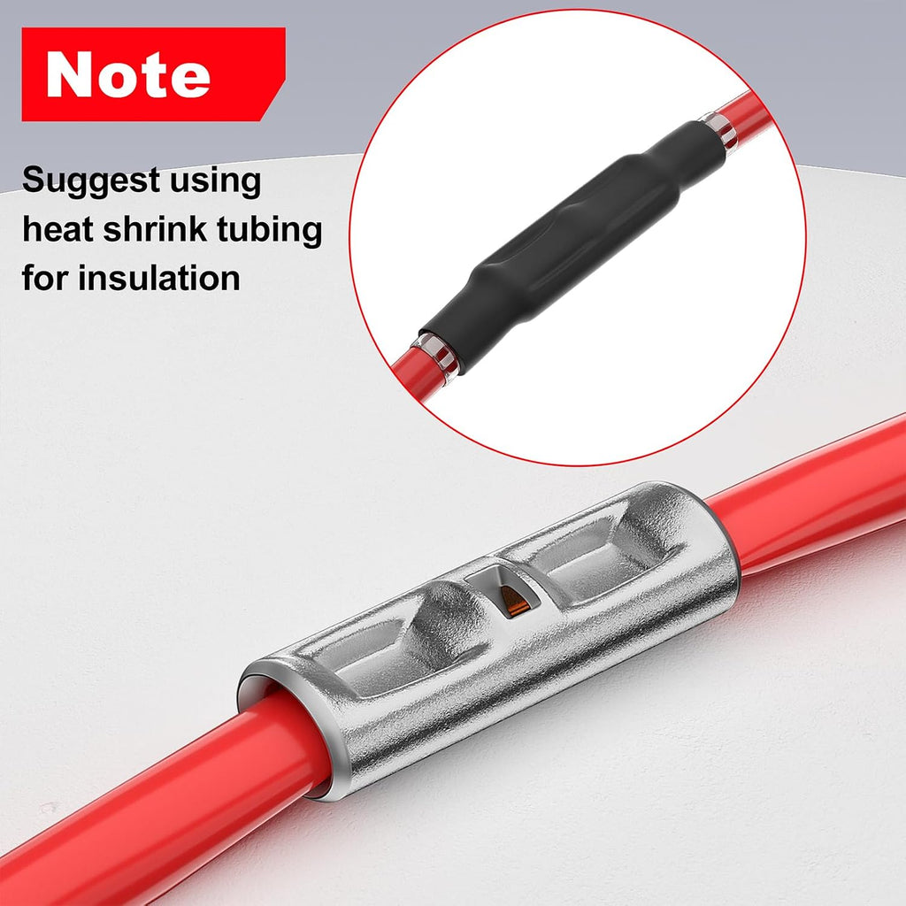 22,20,18,16 AWG/Gauge Non/Un Insulated Butt Connector Bare Crimp Splice | AIRIC,UL,100 Pcs